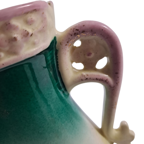 Antique Austrian Porcelain Vase Hand Painted Flowers Dragon Fly Art Nouveau 7.5" - Picture 6 of 11